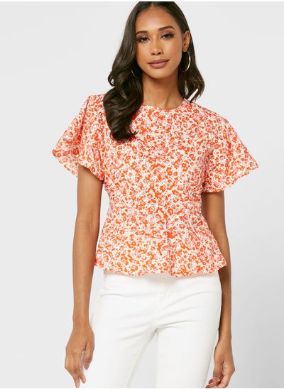 Buy Floral Print Tie Detail Top in Saudi Arabia