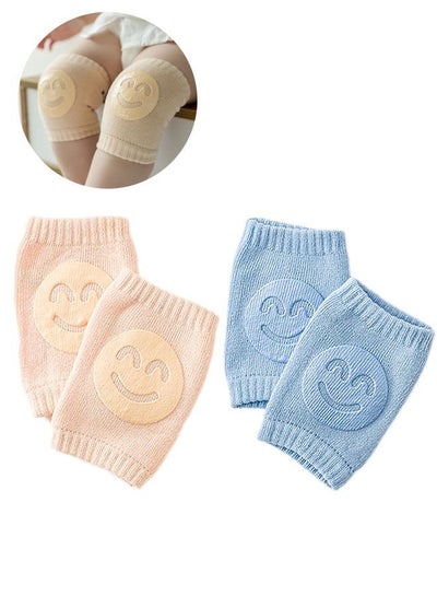 Buy 2 Pairs Baby Crawling Anti-Slip Knee Pads, Soft Comfortable Knee And Elbow Protective Pads, Protect Infants & Toddlers Knees(khaki &Blue) in Saudi Arabia