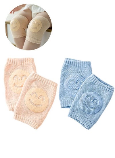 Buy 2 Pairs Baby Crawling Anti-Slip Knee Pads, Soft Comfortable Knee And Elbow Protective Pads, Protect Infants & Toddlers Knees(khaki &Blue) in Saudi Arabia