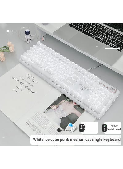 Buy Retro Crystal Clear Mechanical Keyboard for Typing White ice [white light] knob version punk single keyboard in Saudi Arabia