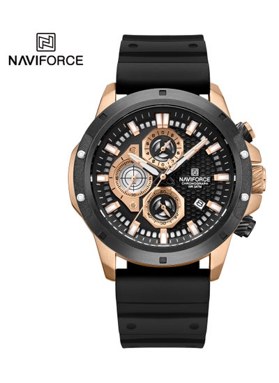 Buy Men's Chronograph Round Shape Silicone Wrist Watch NF8036 RG/B/B - 46 Mm in UAE