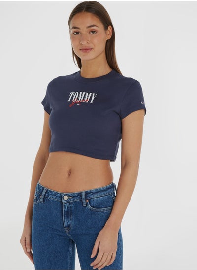 Buy Round Neck Logo Crop T-Shirt in UAE