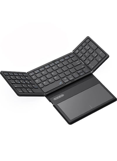 Buy Foldable Bluetooth Keyboard Portable Full Size Folding Keyboard with Touchpad PU Leather Wireless Travel Keyboard for Windows iOS Android Mac in Saudi Arabia