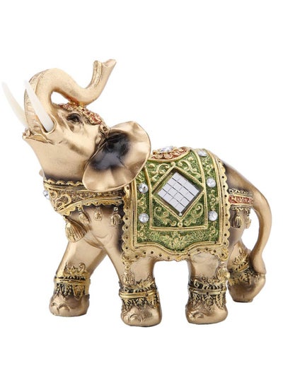 اشتري Elephant Statue, Lucky Feng Shui Fortune Green Elephant Sculpture Golden Resin Elephant Statue Collectibles Home Decor Feng Shui Jewelry Gift في الامارات