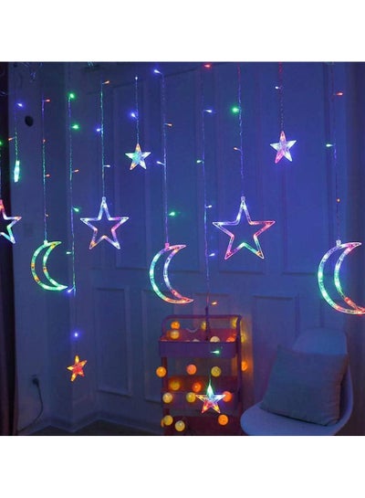 Buy Ramadan Decorations for Home, Colorful 138 LED Ramadan Lights Moon Star Ramadan Lights For Home Decoration 220V RGB, 3.5M in UAE