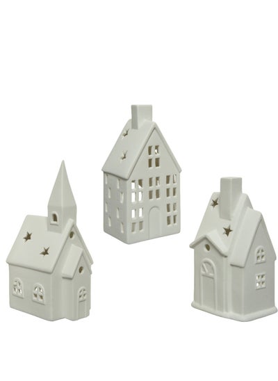 Buy Kaemingk Tealightholder Porcelain House White, Assorted 1 Piece in UAE