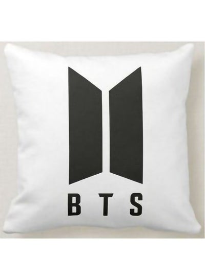 Buy Square pillow with BTS logo design printed in white color, size 40x40 cm in Saudi Arabia