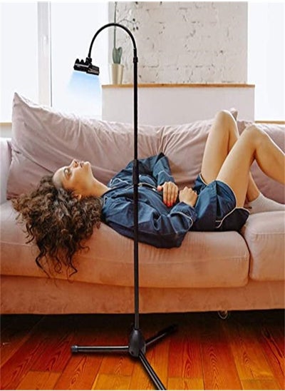 Buy Tripod Stand Cell Phone Holder Adjustable 360 Swivel Lazy Phone Stand Holder 46" Tall iPad Floor Stand Tablet Stand Black, Extended Phone Clamp For All Mobile Phones, iPhone, iPad, Tablet (3.5-12.5in) in UAE