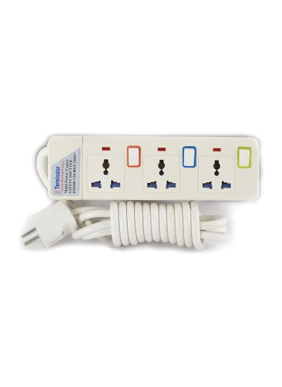 Buy Terminator 3 Way Universal Power Extension Socket With Individual Switches & Indicators 5M 2RP - TPB 913-2RP-5M in UAE