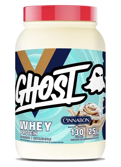 Buy GHOST Whey Protein Powder, Cinnabon - 2LB Tub, 25G of Protein - Cinnamon Roll Flavored Isolate, Concentrate & Hydrolyzed Whey Protein Blend - Post Workout Shakes - Soy & Gluten Free in UAE