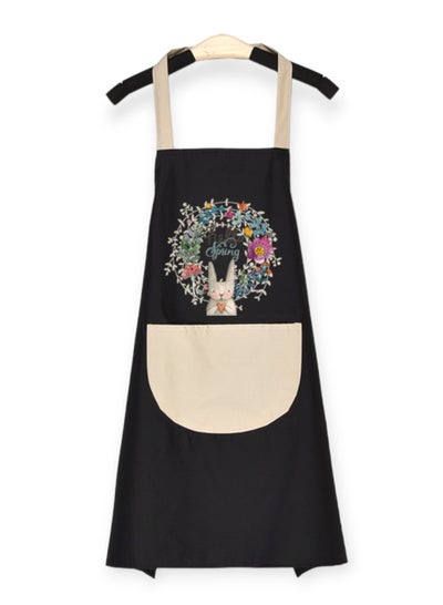 Buy High Quality Apron Waterproof Oil Stain Resistant Large Middle Pocket Printed Aprons Versatile Easy to Clean for Kitchen, Cleaning, Professionals, Salons -Black in Egypt