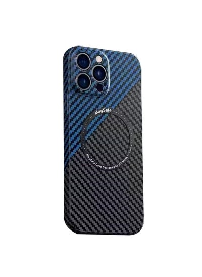 Buy iPhone 15 Pro Max Case Compatible With MagSafe Support Wireless Charging Ultra Thin Slim Shockproof Carbon Fiber Texture Plastic Hard Back Phone Accessories Cover iphone 15 Pro Max in UAE