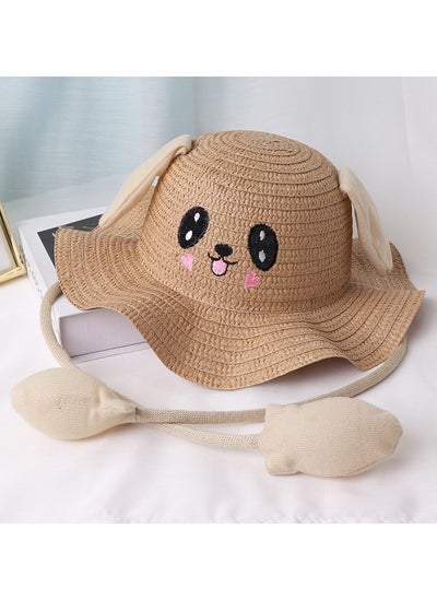 Buy New Rabbit Ears Moving Straw Hat Children's Cute Wave Brim Fisherman Hat in UAE