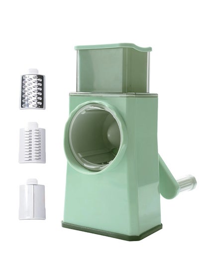 Buy Kitchen Mandoline Vegetable Slicer with 3 Interchangeable Blades - Rotary Cheese Grater, Slicing of Fruits, Vegetables, and Nuts in UAE