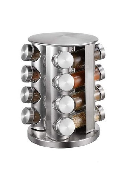 Buy 16-Pieces Bottle Holder Organizer Spice Rack Rotary (With Label And Marker) in UAE