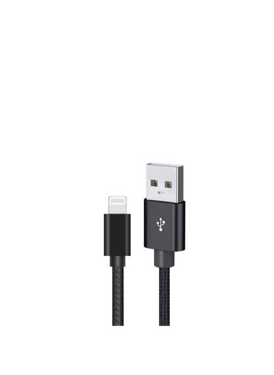 اشتري USB A to Lightening cable 2M 3A high current fast charging Pure Copper & PVC & nylon braid 480Mbps transfer speed (Black) في الامارات