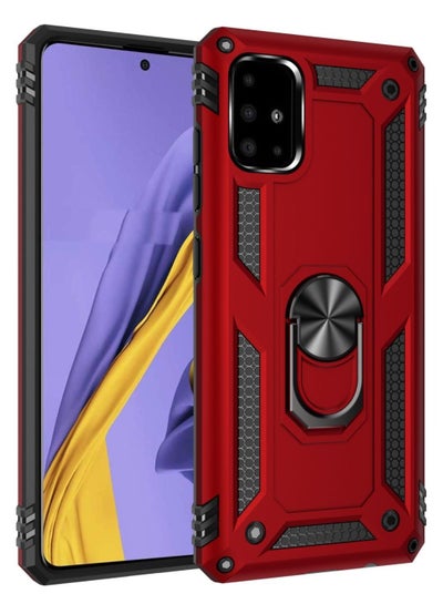 Buy Heavy Duty Phone Case For Samsung Galaxy A51 Armor Shockproof Protective With Ring Magnetic Kickstand Red in Saudi Arabia