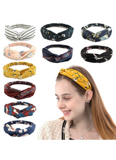 اشتري 10 Pack Headbands for Women Non Slip Elastic Hair Bands Yoga Workout Running Sport Sweat Hair Wrap for Girls في الامارات