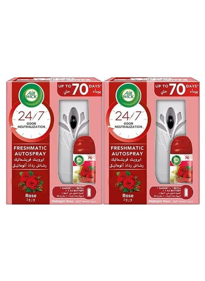 Buy Air Freshener Freshmatic Auto Spray Kit with Refill-Midnight Rose, 250ml, Pack of 2 in UAE