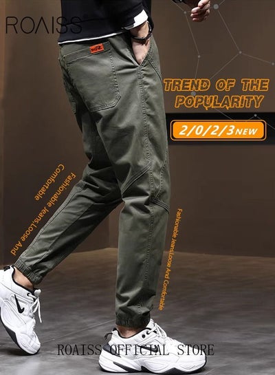 Cargo Pants All Match Ankle Tied Elastic Waist Drawstring Pants