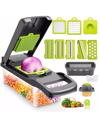 Buy Vegetable Chopper Slicer Fruit Chopper 12 in 1 Multi-Function Vegetable Kitchen Multi-Function Diced in Saudi Arabia