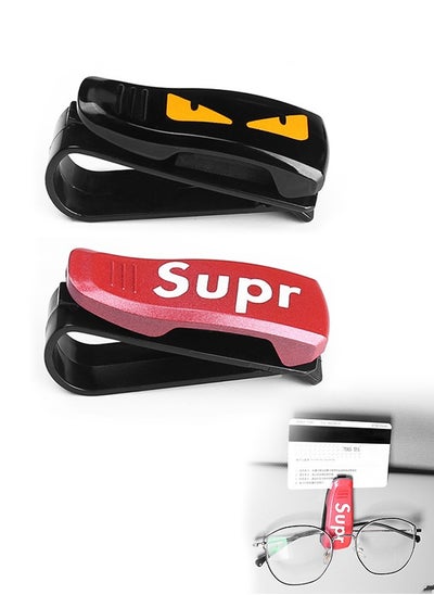 اشتري 2 Pcs Glasses Holders for Car Sun Visor, Sunglasses Holder Clip, Sunglass Holder for Car Visor (Red+Black) في الامارات