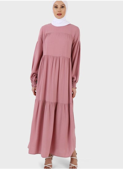 Buy Puff Sleeve Tiered Dress in Saudi Arabia