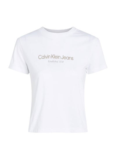 Buy Women's Logo T-Shirt, White - Cotton in Saudi Arabia