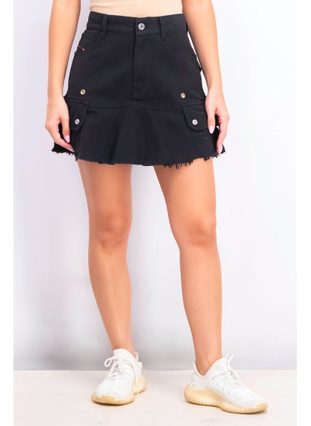 اشتري Women Solid Denim Skirt, Black في السعودية