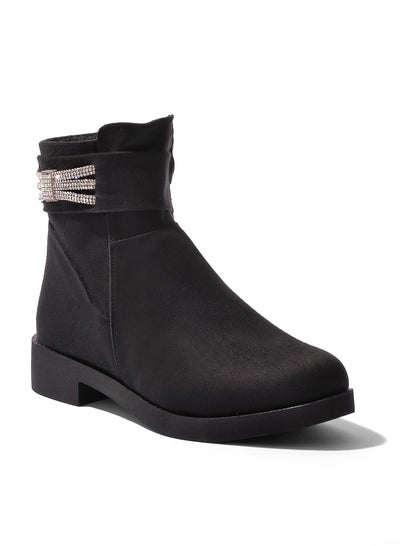 Buy Ankle Boot Suede Strass-Black in Egypt