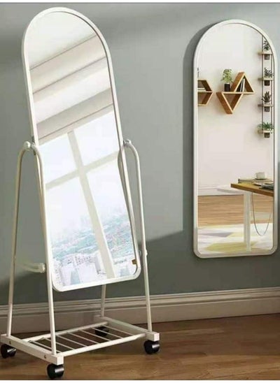 Buy Floor Full Length Mirror with Holder White（160*45cm in UAE