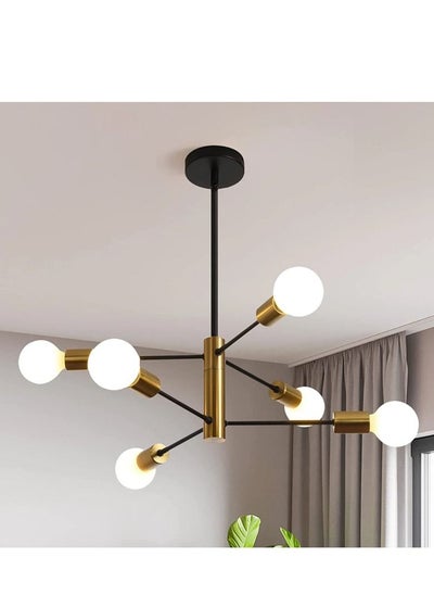 Buy Modern Chandeliers for Dining Room Ceiling Light Fixture Black and Gold Chandelier 6 Light Sputnik Chandeliers Mid Century Pendant Light for Living Room Kitchen Island Bedroom Foyer in UAE