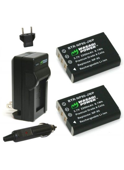 اشتري Battery (2-Pack) and Charger for Fujifilm NP-95 and Fuji FinePix REAL 3D W1, X100, X100S, X-S1 في الامارات