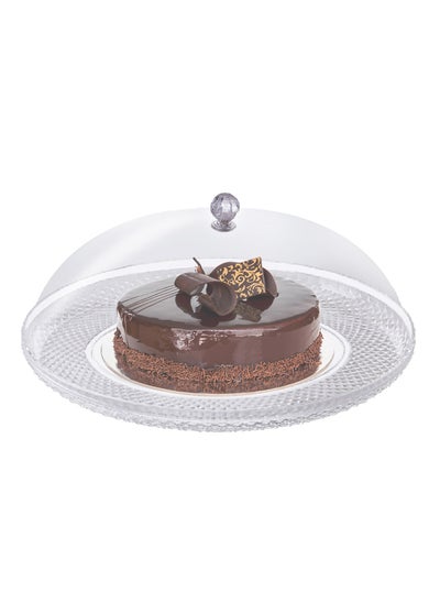 اشتري Acrylic Cake Serving Tray with Cover - Spill-Proof Oval Decorative Plexiglass Tray for Appetizers, Sweets, Fruit, and Bread for Home & Office في الامارات