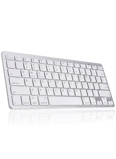 اشتري Bluetooth Wireless Keyboard Ultra Slim Portable Compatible With IOS Android Windows And Mac IPad Air 10.5 2019 Mini 5 New Pro 12.9 11 White في الامارات