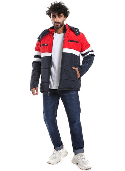 Buy Zipper Closure Double Face Waterproof Jacket _ Navy Blue, Red & White in Egypt