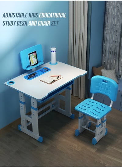 Buy Kids Study Desk And Chair Set Educational Table with Adjustable Ergonomic Design Safe Construction Ample Storage Ideal for Home Learning Nursery Creativity Growing with Your Baby Child in UAE