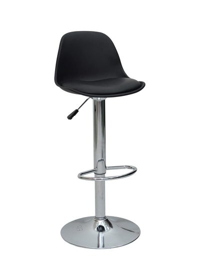 Buy Comfortable Bar Stool K-217 With Faux Leather And Metal Base Adjustable Bar Chair For Kitchen & Bar Counter Or Cafes, 360 Degree Rotating Seat Black in UAE