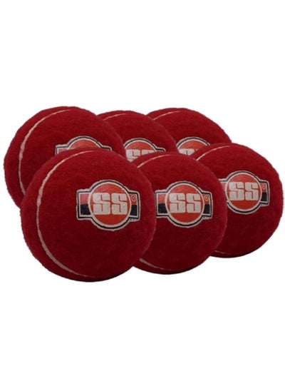 Buy SS Soft Pro Tennis Cricket Ball Red Pack of 6 in UAE