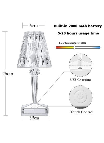 Buy KRYSTAL DESK LAMP USB TOUCH SENSOR BAR LIGHT DECOR RESTAURANT TABLE LAMPS in UAE