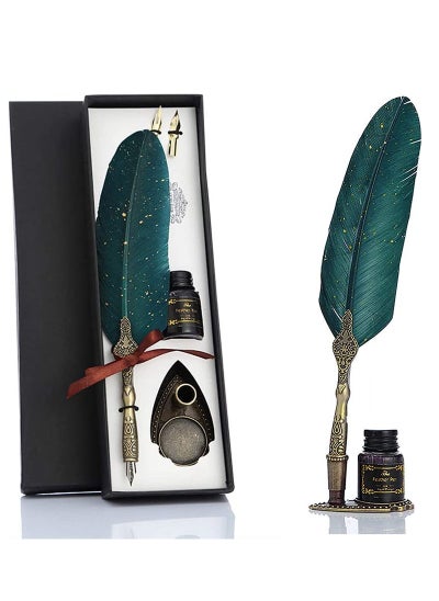 Buy Feather Pen, Hand Made Antique Quill Dip Pen, Feather Calligraphy Writing Pen for Students Officer, Write Smoothly, Executive Gift with 2 PCS Nib for Art and Craft in Saudi Arabia