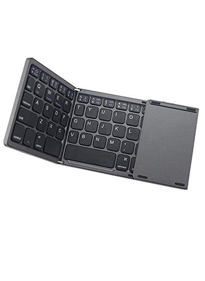 Buy Ultra Thin Mini Bluetooth 3.0 Foldable Keyboard Wireless Folding BT With Touchpad Keyboard compatible with Tablet PC Laptop Mobilephone in UAE