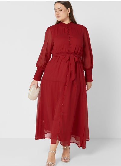 Buy Puff Sleeve Belted Dress in UAE