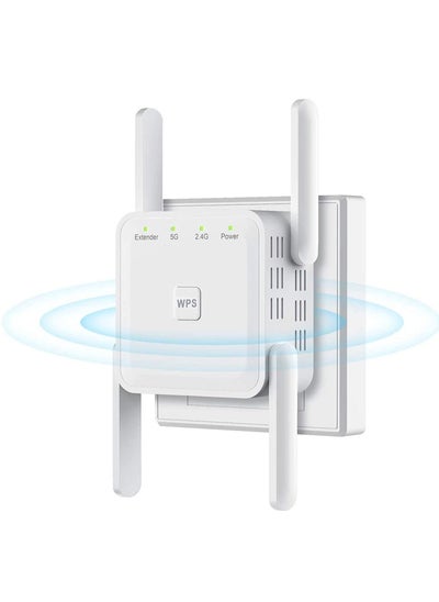 Buy Wifi Extender,WiFi Repeater,5G 1200Mbps Dual Band WiFi Booster For Home,Internet Booster With Ethernet, With 4 Antennas, Easy Setup in Saudi Arabia