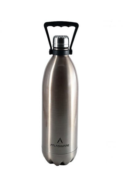 Buy Water bottle with a capacity of 1750ml, stainless steel water bottle that keeps cold for 100 hours and keeps heat for 45 hours, Classic Gold in Saudi Arabia