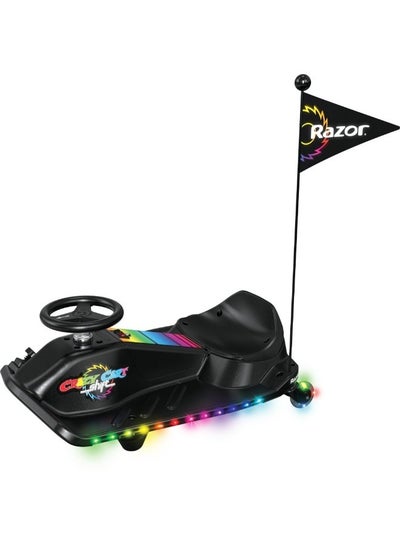 اشتري Crazy Cart Shift Lightshow, 3-Wheeler Go Kart, Powerful Hub Motor, LightWeight High-impact w/ Multi-color LED light bars, Strong & Sturdy, Rechargeable, Battery Operated, For 6+ Age - Black في السعودية