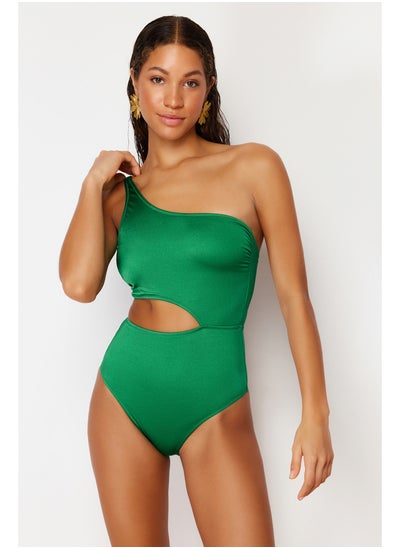 اشتري Green One-Shoulder Cut Out/Windowed Swimsuit TBESS24MY00005 في مصر