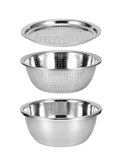 Buy Multifunctional Grater Basin  Stainless Steel Vegetable Cutter Kitchen Grater Rice Washing Sieve Drain Basin 3 In 1 Vegetable Washing Basin Drainer in Egypt