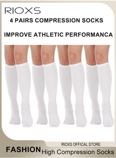 Buy 4 Pairs High Compression Socks for Mens and Womens Support Circulation Recovery Athletic Fit Running Splints Flight Travel Boost Endurance Protection Achilles Tendon in UAE