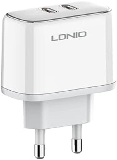 Buy LDNIO A2528C Super Fast Charging 35W With Dual PD Charger With Type-C To Type-C Cable - White in Egypt